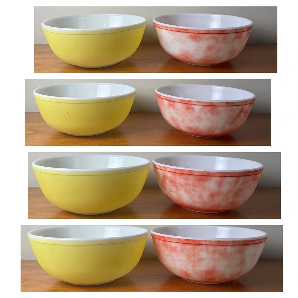 Pyrex Mixing Bowls Set of 5 Primary Colors Red Yellow Green‎ Blue Vintage